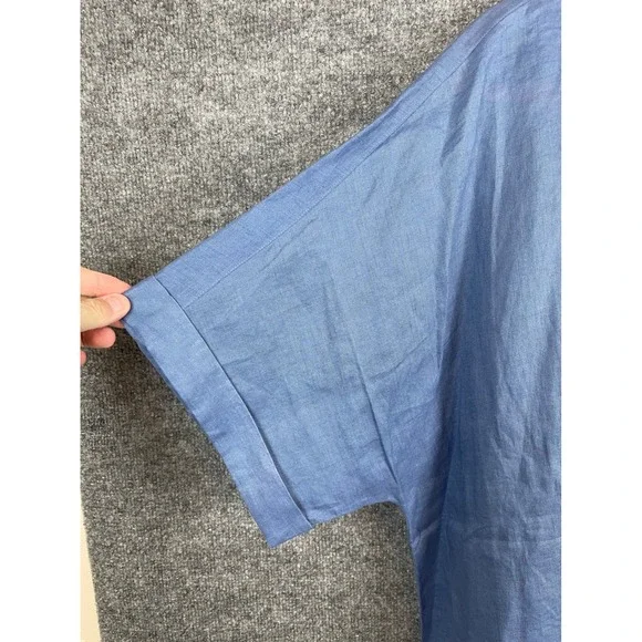 J. Jill Pure Jill Linen Top Women 3X Blue NEW Indigo Ink Short Sleeve 293041 - Picture 2 of 9